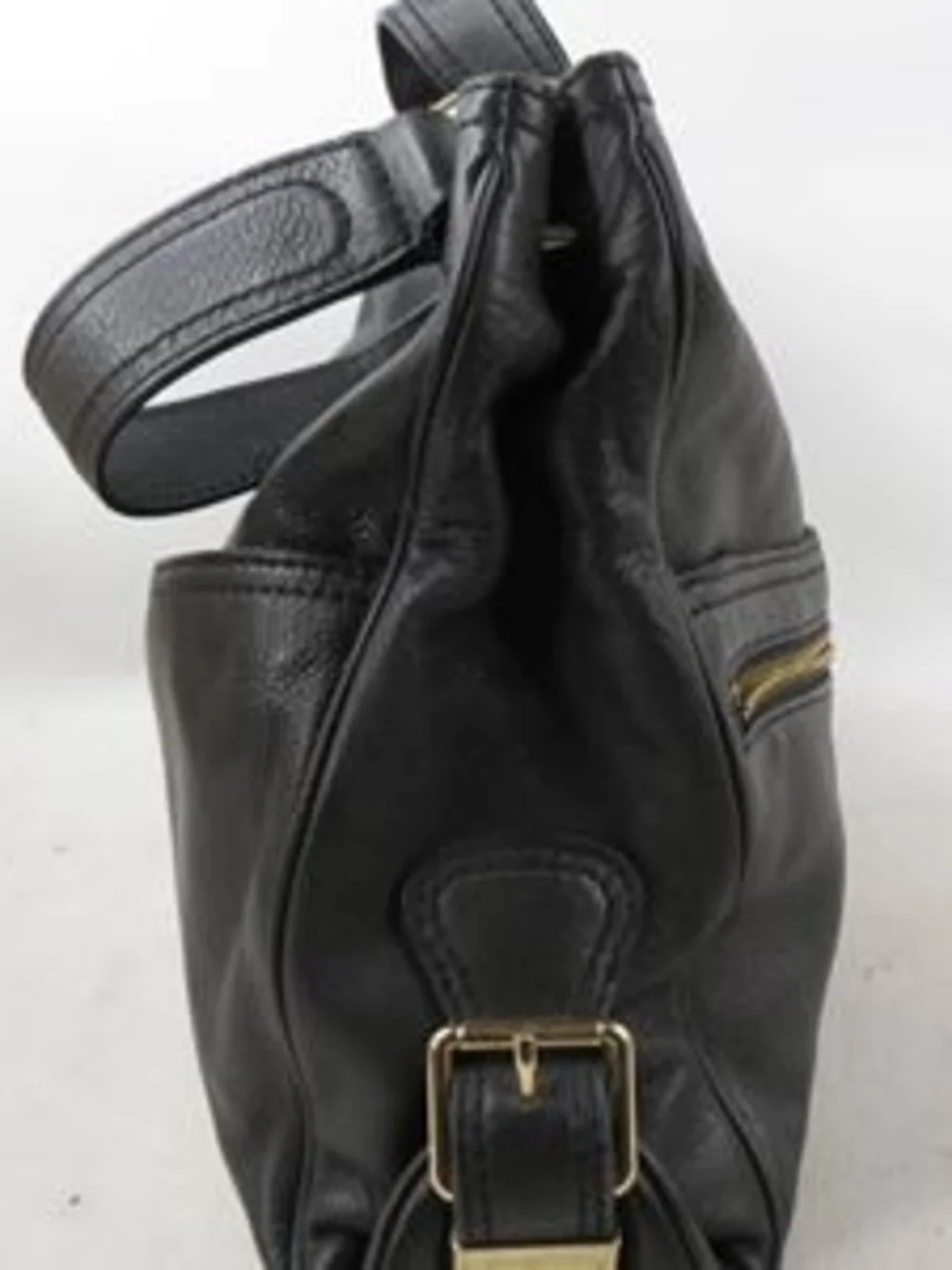 Michael Kors Black Leather Shoulder Bag with Gold Hardware